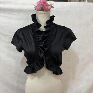 Y2K black satin bolero shrug